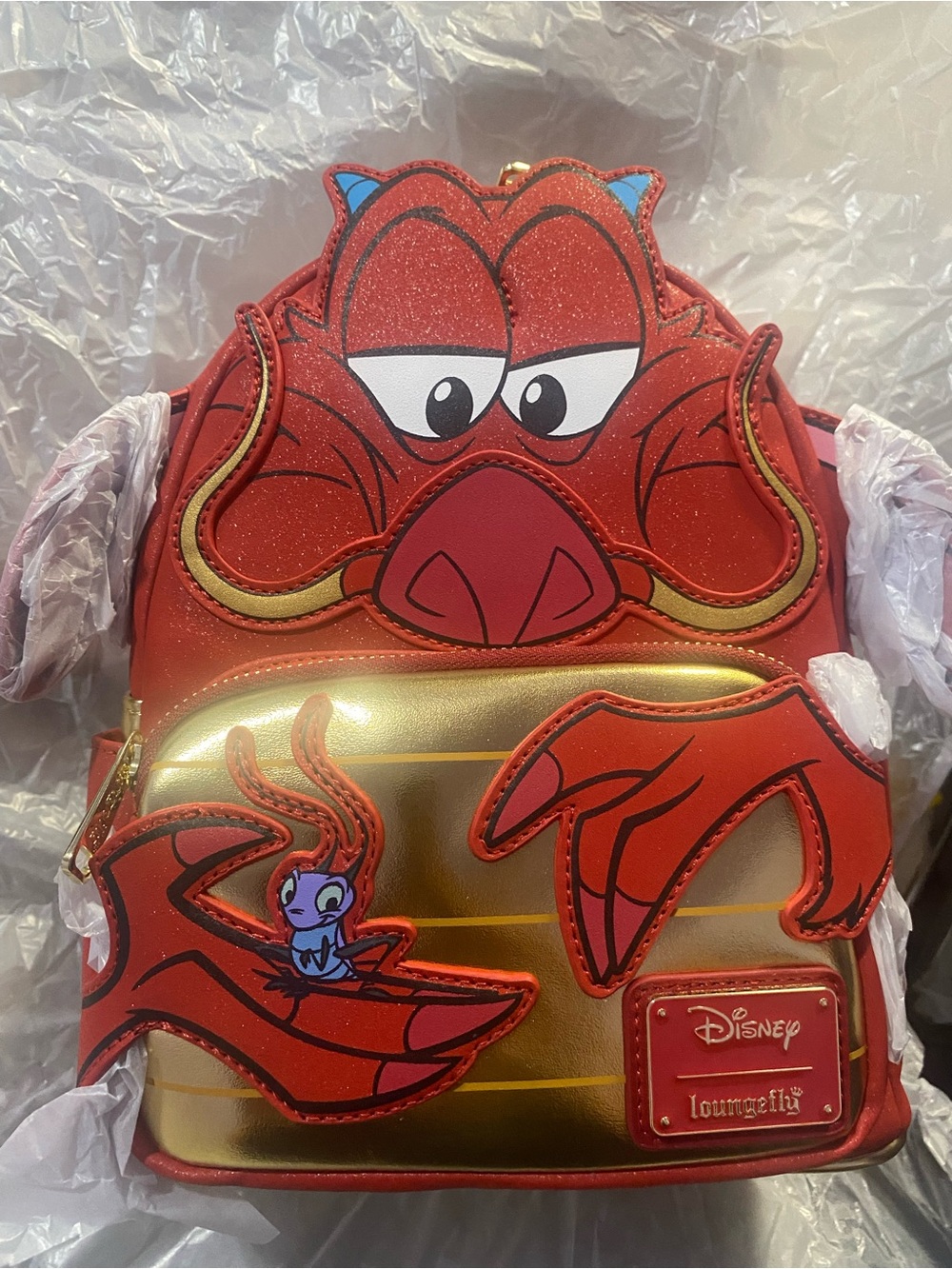 Loungefly Disney Mulan Mushu Glitter Cosplay Mini Backpack